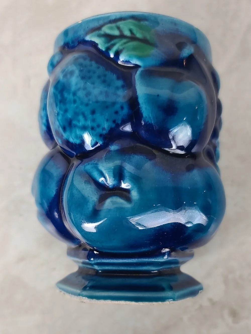 Vtg Inarco Mood Indigo Blue Glazed Fruit Mug Inarco Japan Blue Ceramic Cup Vase - Picture 9 of 14